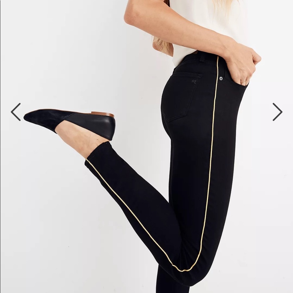 Madewell Black Jeans w/ gold piping